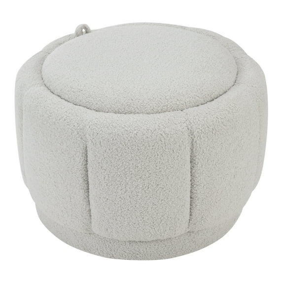 Lanyard Storage Ottoman in Fog Light Gray Fabric Fully Assembled