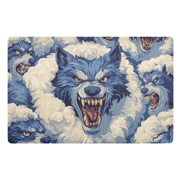 BZSMCE Floor Mats 32x20in Blue Wolf Pattern Creativity Doormats