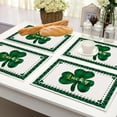 thumbnail image 1 of 4 piezas de manteles individuales del día de San Patricio lino verde trébol de cuatro hojas con estampado de 33x48cm aislamiento térmico para la decoración de fiestas navideñas, 1 of 5