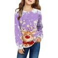 thumbnail image 3 of FUZHIQ Fall Sweatshirts for Girls Long Sleeve Christmas Santa Reindeer Cute Xmas Holiday Girl Casual Crewneck Pullover Tops, 3 of 6