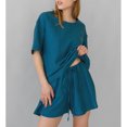 thumbnail image 3 of Conjunto de pijamas de pantalones cortos para mujer,Conjunto de pijamas de pantalones cortos para mujer Ropa de descanso con cuello redondo Ropa de dormir de media manga Características de vanguardia, 3 of 6