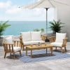 thumbnail image 2 of GDF Studio Lennon Outdoor Acacia Wood 4 Seater Chat Set with Cushions, White and Teak, 2 of 20