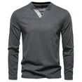 thumbnail image 5 of ZUKMRJPC Men's V-Neck T-Shirts Lightweight Long Sleeve Solid Color Pullover Tops Casual Soft Cotton Base Sport Workout Tees, 5 of 6