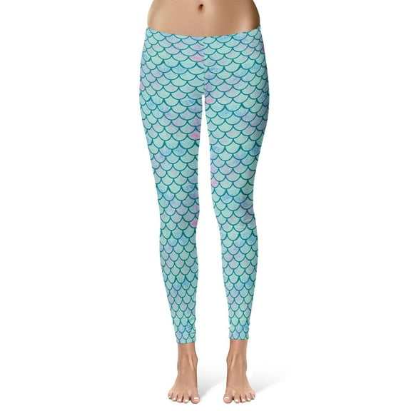 Womens Mermaid Leggings Cute Funny Ocean Lover Fish Scales Novelty Yoga Pants for Ladies