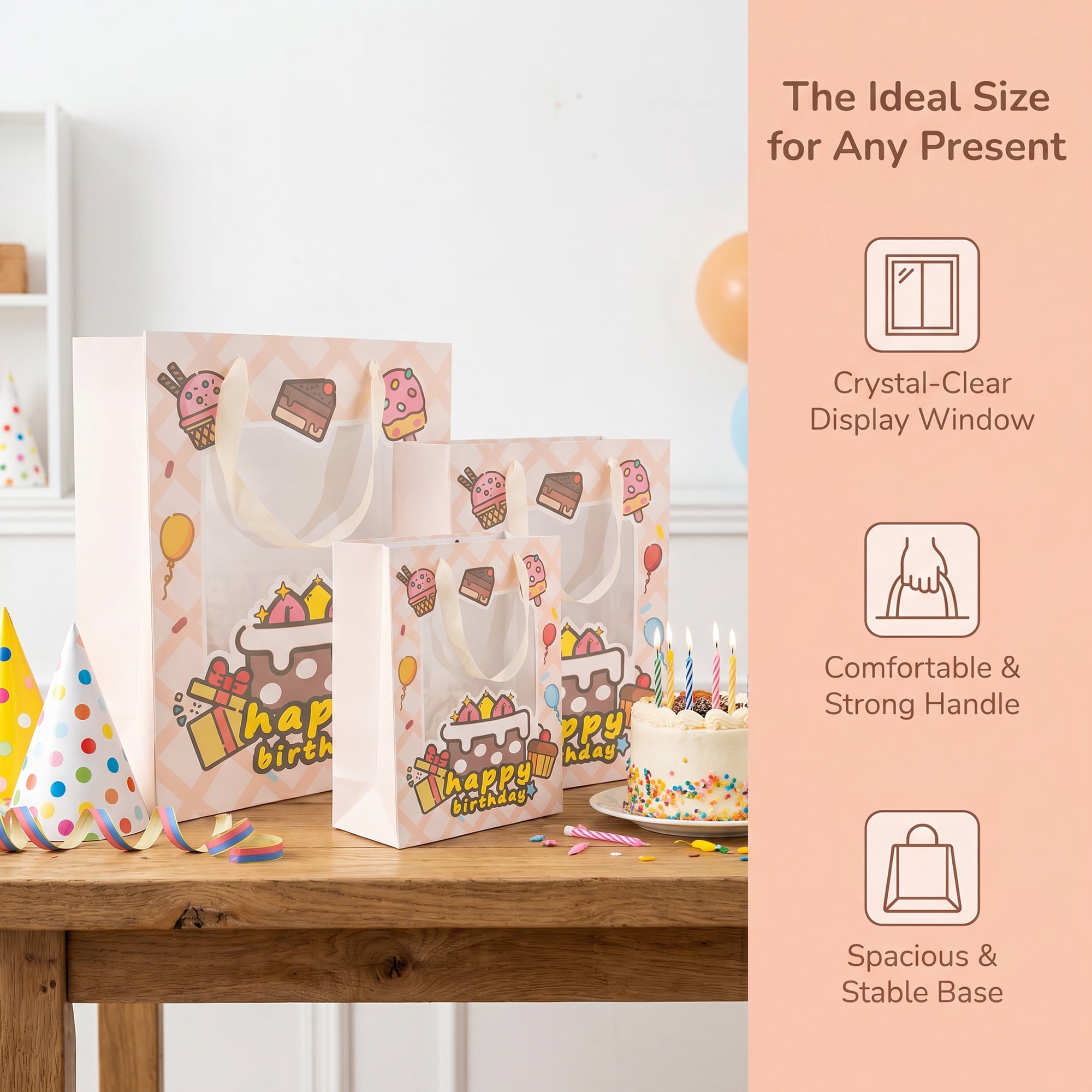 Unique Bargains 6Pcs Colorful Cartoon Gift Bags Yellow 5.7" x 3.9" x 7.7"