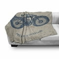 thumbnail image 3 of Vintage Soft Flannel Fleece Throw Blanket, Retro Style Bike Grunge Background Classic Wheels Chopper Rider Illustration, Cozy Plush for Indoor and Outdoor Use, 50" x 60", Slate Blue Tan, by Ambesonne, 3 of 6