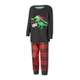 thumbnail image 2 of Michellecmm Christmas Family Pajamas Matching Set, Long Sleeve Dinosaur Print T-shirt with Plaid Pants Sleepwear Loungewear, 2 of 7