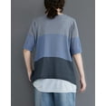 thumbnail image 3 of Women Loose Casual Short Sleeve Color Block Cotton Tshirt Tops GA2228 Grey, 3 of 5