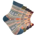 thumbnail image 3 of 5 Pairs Womens Multicolor Fashion Warm Wool Cotton Thick Winter Crew Fuzzy Socks, 3 of 4