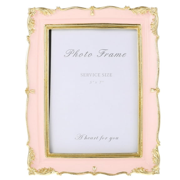 NICEXMAS European Style Table Picture Frame Resin Vintage Photo Frame Pink 1Pack