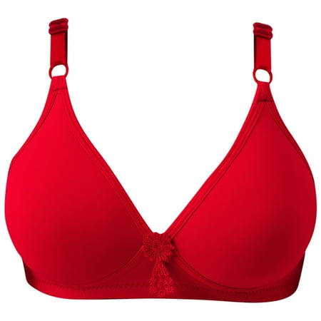 

HTNBO Wireless Bra for Women Wire Free Underwear Print Red M