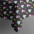 thumbnail image 4 of Black Cartoon Unicorn Lightning Pattern Rectangle Tablecloth 60"x120",Waterproof Polyester Rectangle Table Cloth, Wipeable Spillproof Polyester Tablecloth for Dining, Camping, Indoor and Outdoor, 4 of 6