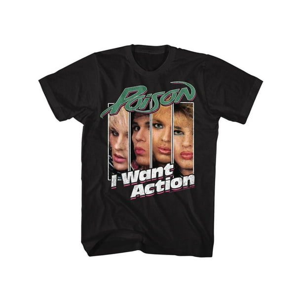 Udled Generalife prototype Poison Rock Band I Want Action Black Adult T-Shirt Tee - Walmart.com
