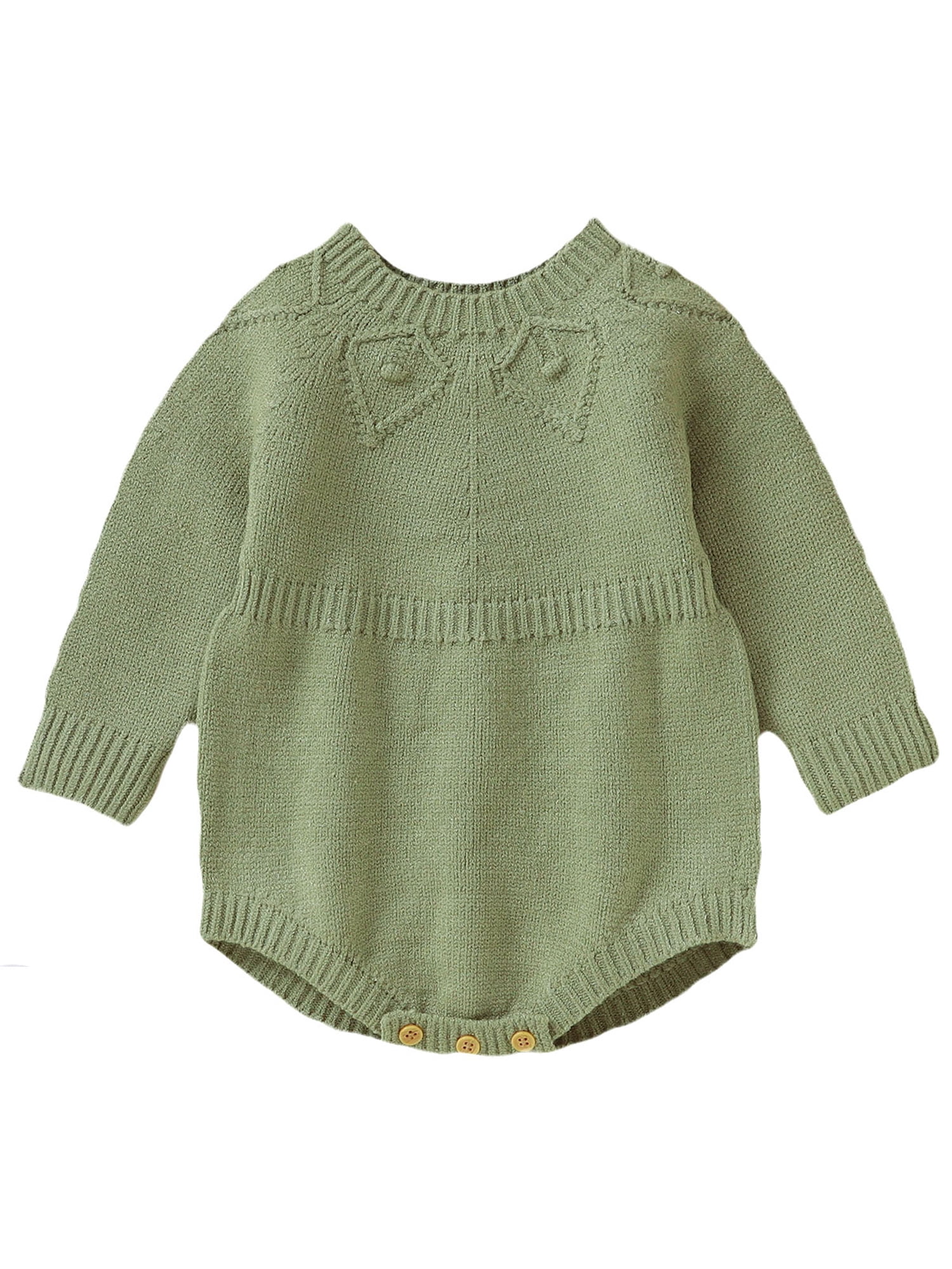 FOCUSNORM Bébé Garçons Filles Tombent Tricot Combinaison Couleur Unie Jacquard Col Rond Manches Longues Romper