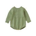 thumbnail image 1 of FOCUSNORM Bébé Garçons Filles Tomber Tricot Combinaison Couleur Unie Jacquard Col Rond Manches Longues Romper, 1 of 9