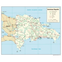 PALMETTO POSTERS Large Political And Administrative Map of Dominican Republic with Roads Railroads And Major Cities Laminated 20" x 24" Poster