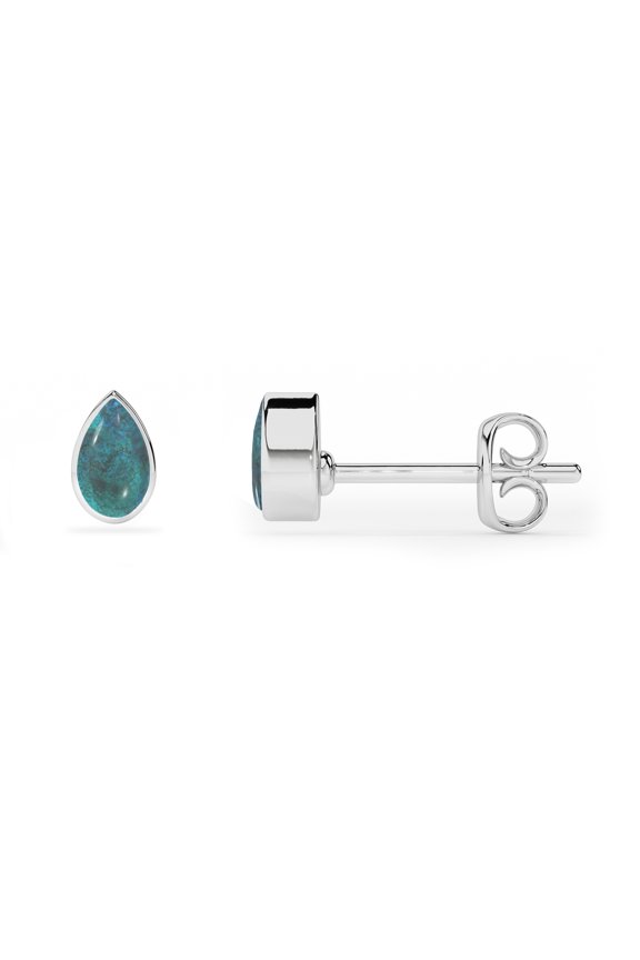 Natural Shattuckite Pear Shape Stud Earrings in Sterling Silver for Women, December, January Birthstone Jewelry for Her Birthday, Wedding Anniversary, Christmas, Mothers Day