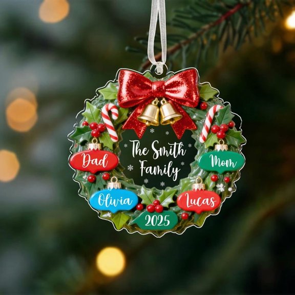 Personalized Family Christmas Ornament 2025 – Custom Family Name Holiday Keepsake, Christmas Tree Decoration for Families of 2–6, Perfect Xmas Gift