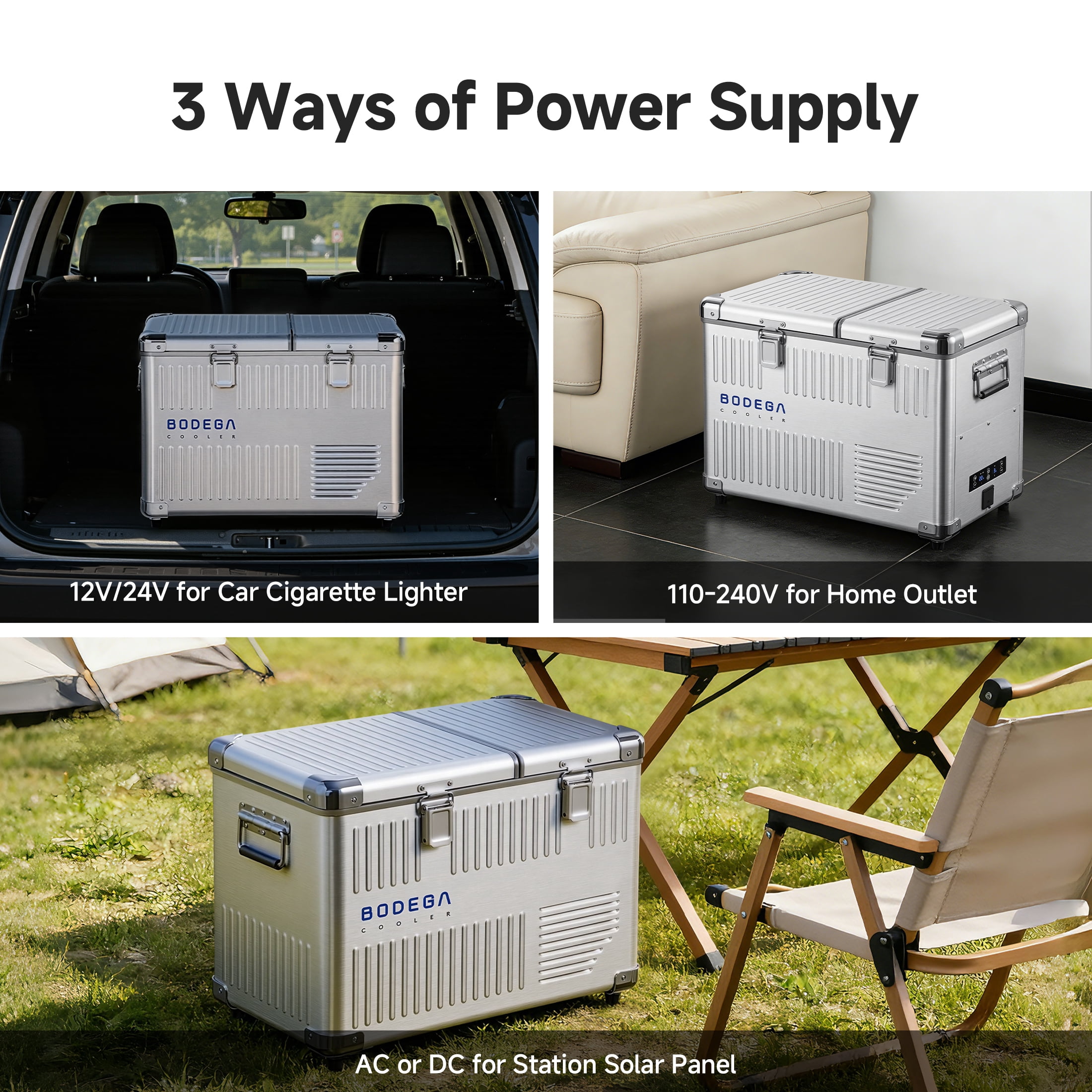 Bodega Dual-Zone 12V Car Refrigerator Portable 40L Car Refrigerator Freezer,  Aluminum Alloy Outdoor Fridge for SUV, RV, Pickup, Camping, Fishing, Travel
