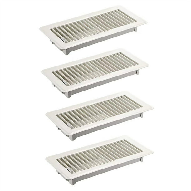 Rejillas de Ventilación de Piso, Paquete de 4, Cubiertas de Ventilación Ajustables para Piso de Casa, Rejillas Transitables, 4 X 10 Pulgadas.