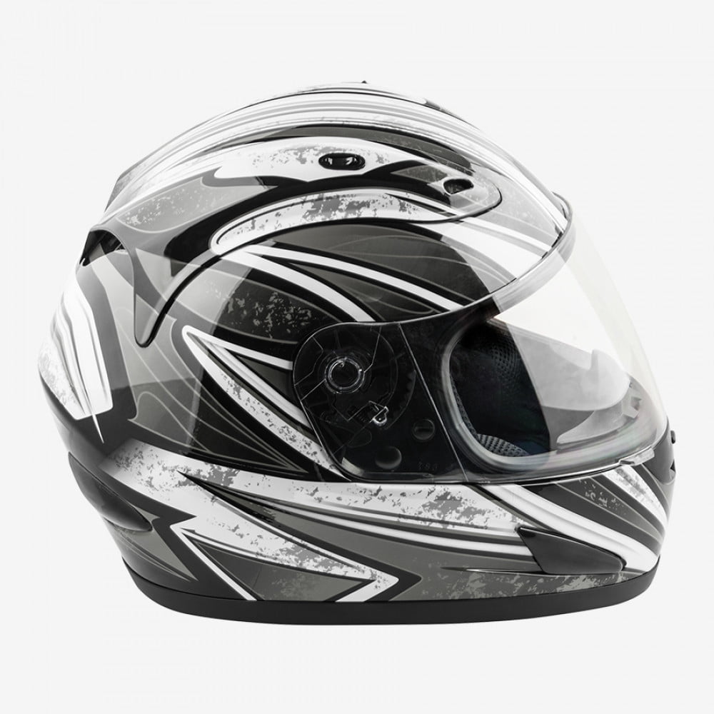 Raider Octane Full Face Adult Motorcycle Helmet DOT Approved / Black/Silver/Grey - XL
