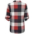 thumbnail image 3 of Women's Plaid Shirts Casual Long Sleeve Flannel Pullover Sexy V Neck Zipper Tunic, 3 of 3