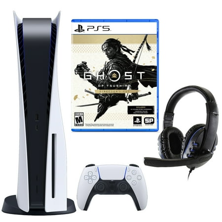 Sony PlayStation 5 Disc Version Console with Ghost of Tsushima Game and Universal Headset