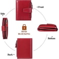thumbnail image 4 of Cartera pequeña de mujer roja de piel auténtica con bloqueo compacto Cartera pequeña para mujer, 4 of 5