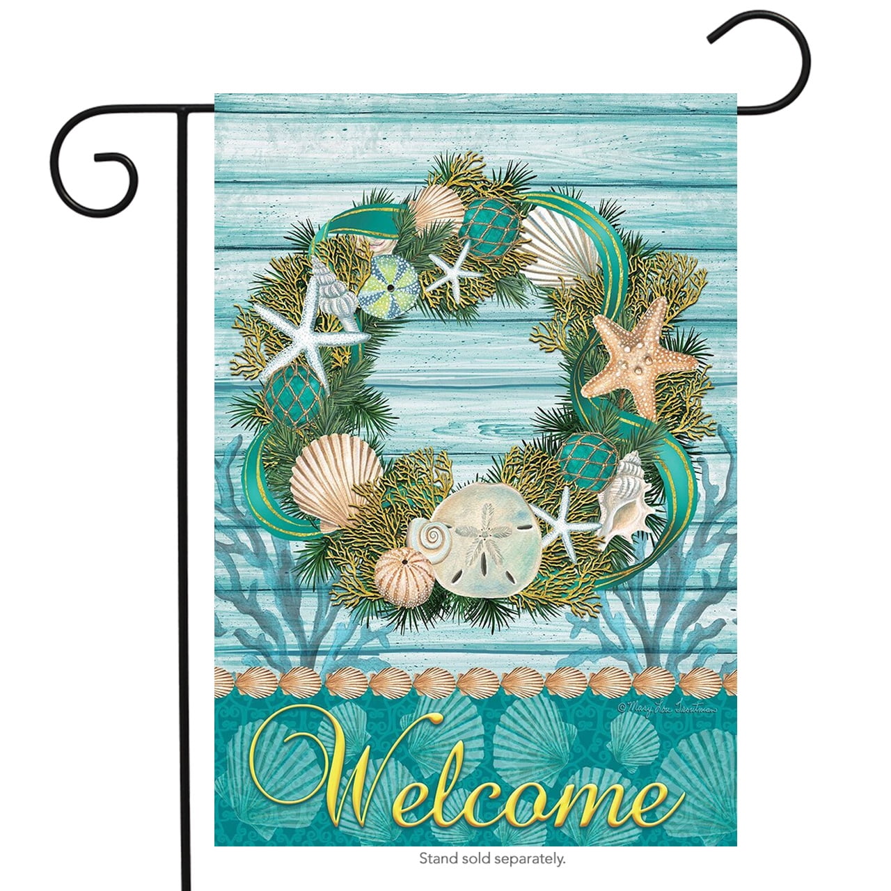 Covido Home Decorative Welcome Summer Coastal Hydrangea Flowers Garden Flag Nautical Yard Beach Shell Starfish Conch Outside Decoration Spring Ocean Outdoor Small Decor Double Sided 12x18 