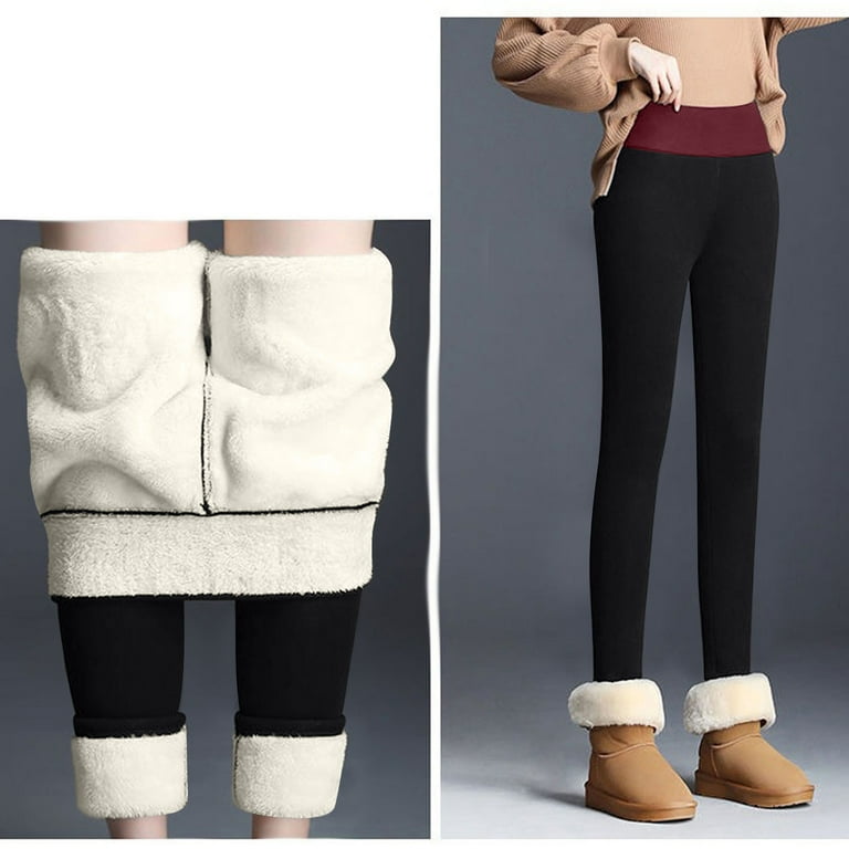 Women High Waist Stretchy Thick Cashmere Leggings Winter Sherpa