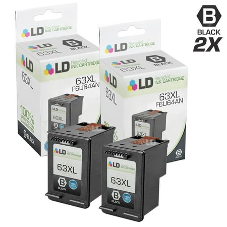 LD Remanufactured Replacement for HP 63XL F6U64AN High Yield Black Cartridge 2-Pack for HP ENVY 4520, 4511, 4512, 4526 & HP OfficeJet 3830, 3831, 3832, 3833, 3834, 4650, 4652, 4654, 4655