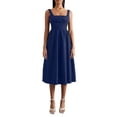 thumbnail image 1 of EYIIYE Femmes Été Midi Cami Robe Dames Robe de Cocktail Sans Manches Taille Haute Décontracté Robe de Soirée Couleur Unie pour Fête Vacances, 1 of 9