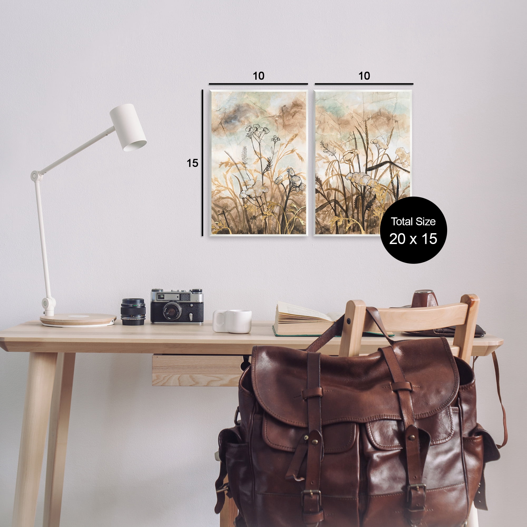 Stupell Industries Abstract Nature Outlines Landscape Painting Unframed Art Print Wall Art, 10 x 15, Set of 2