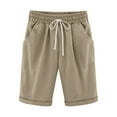 thumbnail image 2 of Simua Women's Solid Color Knee-Length Casual Shorts | Elastic Waist Drawstring Shorts with Pockets and Cuffed Hem, 2 of 3