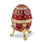 Jere Luxury Giftware Crystal Studded and Bejeweled IMPERIAL Royal Red Enamel (Plays Endless Love) Musical Pewter Egg Trinket and Maching Novelty Pendant