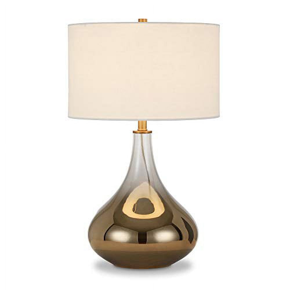 Evelyn&Zoe 25" Traditional Glass Table Lamp with White Drum Linen Shade