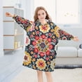 thumbnail image 5 of FORMRS Wearable Blanket Hoodie with Sleeves for Kids Cozy Flannel Sweatshirt, Colorful Floral Pattern, 5 of 7