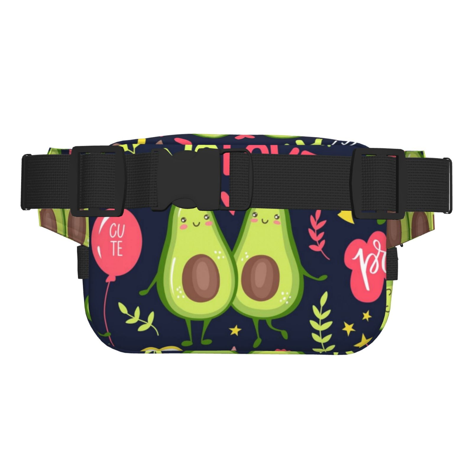 Picia Avocado Love Print Square Double-Layer Waist Bag Mini Adjustable Waist Belt Bag Exercise Running Travel Hiking