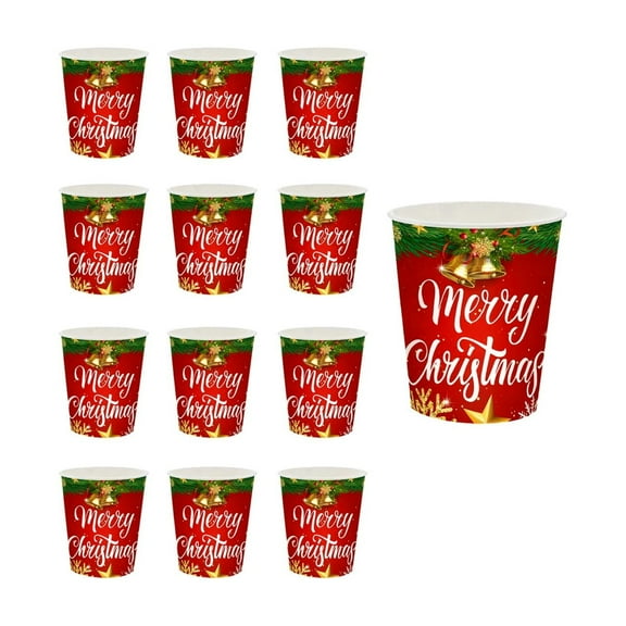 Yhmxh Christmas Tree Plates Cup Napkins, Cute Winter Christmas Round Tableware, Disposable Chrismas Paper Plates and Napkins Paper Cups for Xmas Party Supplies Favors Table Decor, Serves