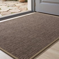 FEELHOME Door Mats for Inside 17"x30" Non Slip Rubber Welcome Mat for Inside Low-Profile Dirt Trapper Indoor Door Mats for Entryway Absorbent Washable Entry Rug Floor Mats Brown