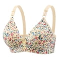 thumbnail image 2 of Floral Print Wireless Lace Bra for Women Adjustable Strap Breathable Comfort Daisy Bra No Underwire Jelly Bras, 36, 2 of 9
