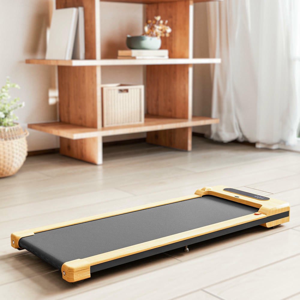 Resenkos 2.5HP Folding Walking Pad Treadmill with Remote and Transport Wheels - Natural Wood
