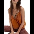 thumbnail image 3 of Camiseta Sin Mangas con Ribete de Encaje para Mujer, Estilo Y2K, con Lazo Frontal, Semitransparente, , Sin Mangas, con Cuello Redondo y Holgada. Marrón L, 3 of 9