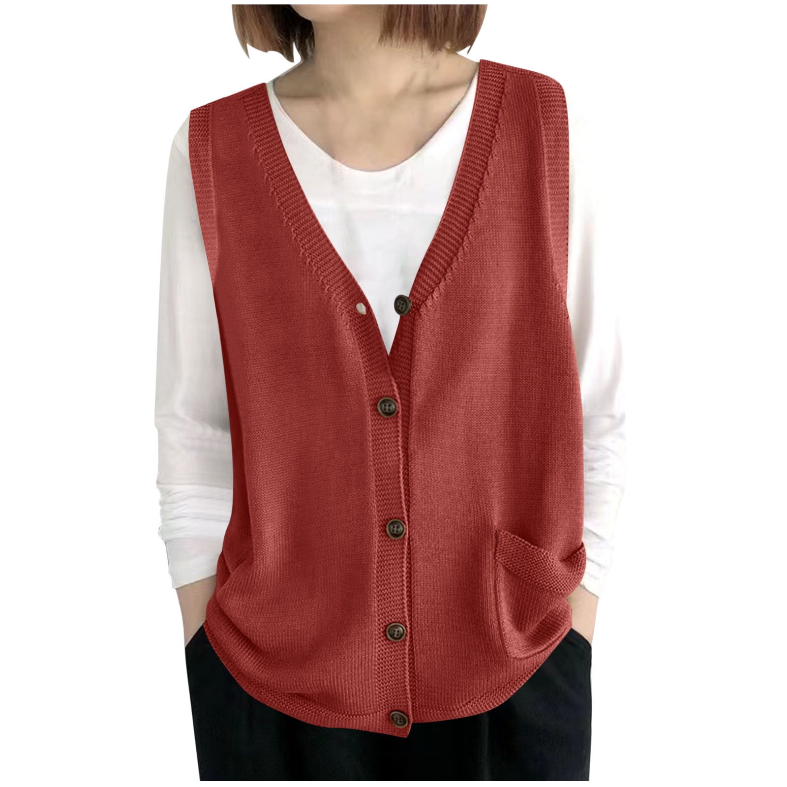 yamechi'stodayful Knit Long Vest ZXZY Long Vest for Women Sleeveless Knit Cardigan Open Front