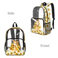 thumbnail image 2 of ZIATUBLES Clear Backpack 17 Inch, Heavy Duty Fabric & PVC Sports Transparent Bookbag for Boys Girls, Giraffe Sunflower Butterfly Print See Through Backpack for School, Work & Security, 2 of 7