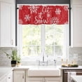 thumbnail image 3 of Christmas Snowflakes Kitchen Curtains and Valances Set, Winter Snow Red Background Simple Rod Pocket Window Valance 18 Inch Window Curtain Panels for Living Room Bedroom Laundry, 27.5x24in, 3 Pieces, 3 of 7