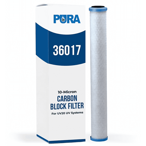 Pura 36017 10-Micron Carbon Block Filter Cartridge, 2.5 × 20, Fits UV20-3
