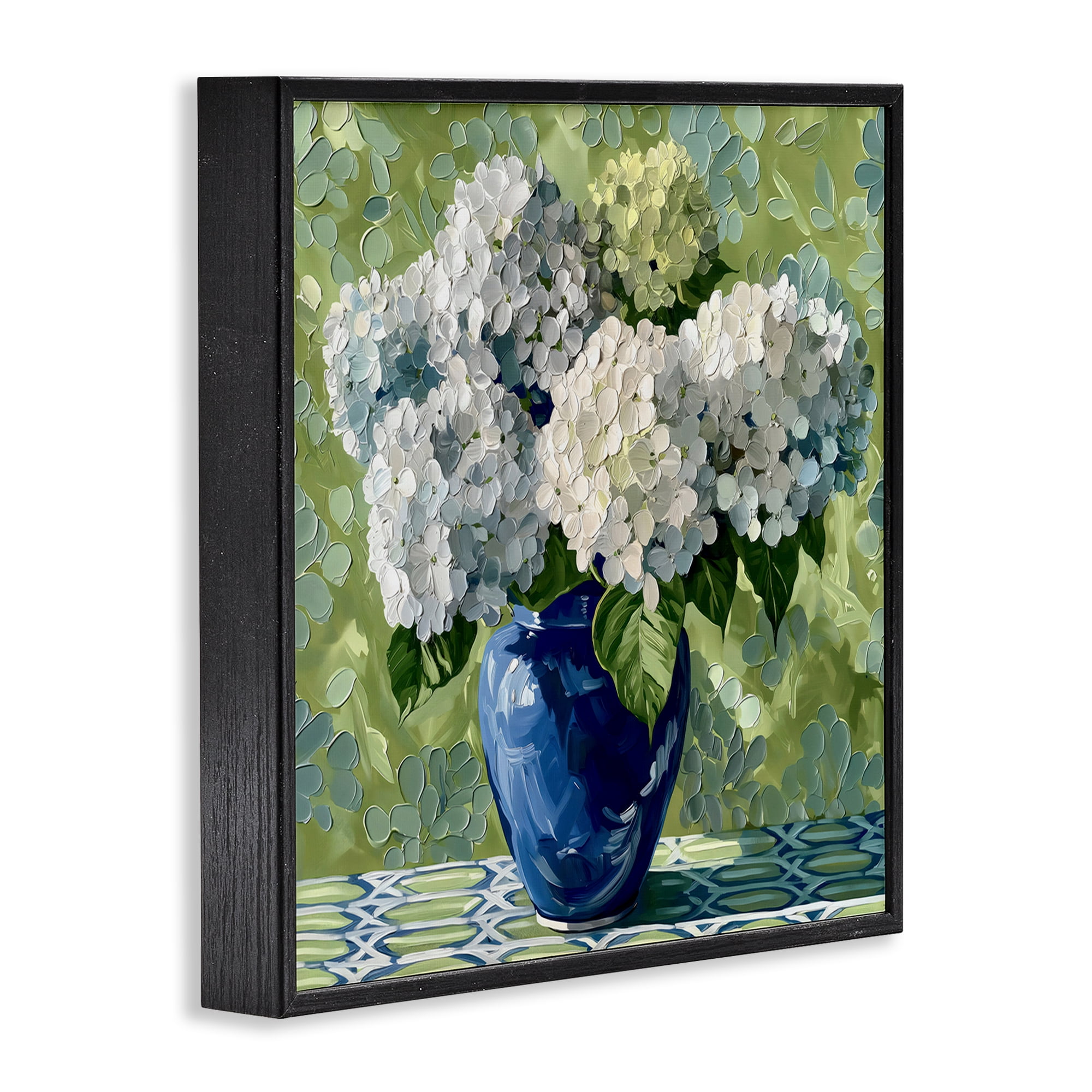 Stupell Industries White Hydrangeas in Blue Vase Black Framed Giclee Art, design by Gina Kelly