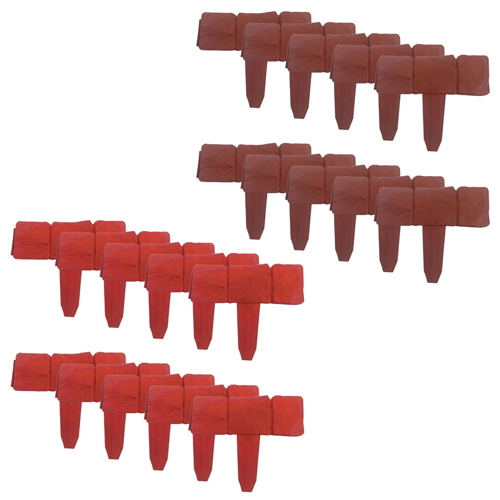 10pcs Garden Fence Border Decorative Flower Bed Edging Cobbled Stone Effect Plastic Outdoor Lawn Stakes DIY Palisade Fencing