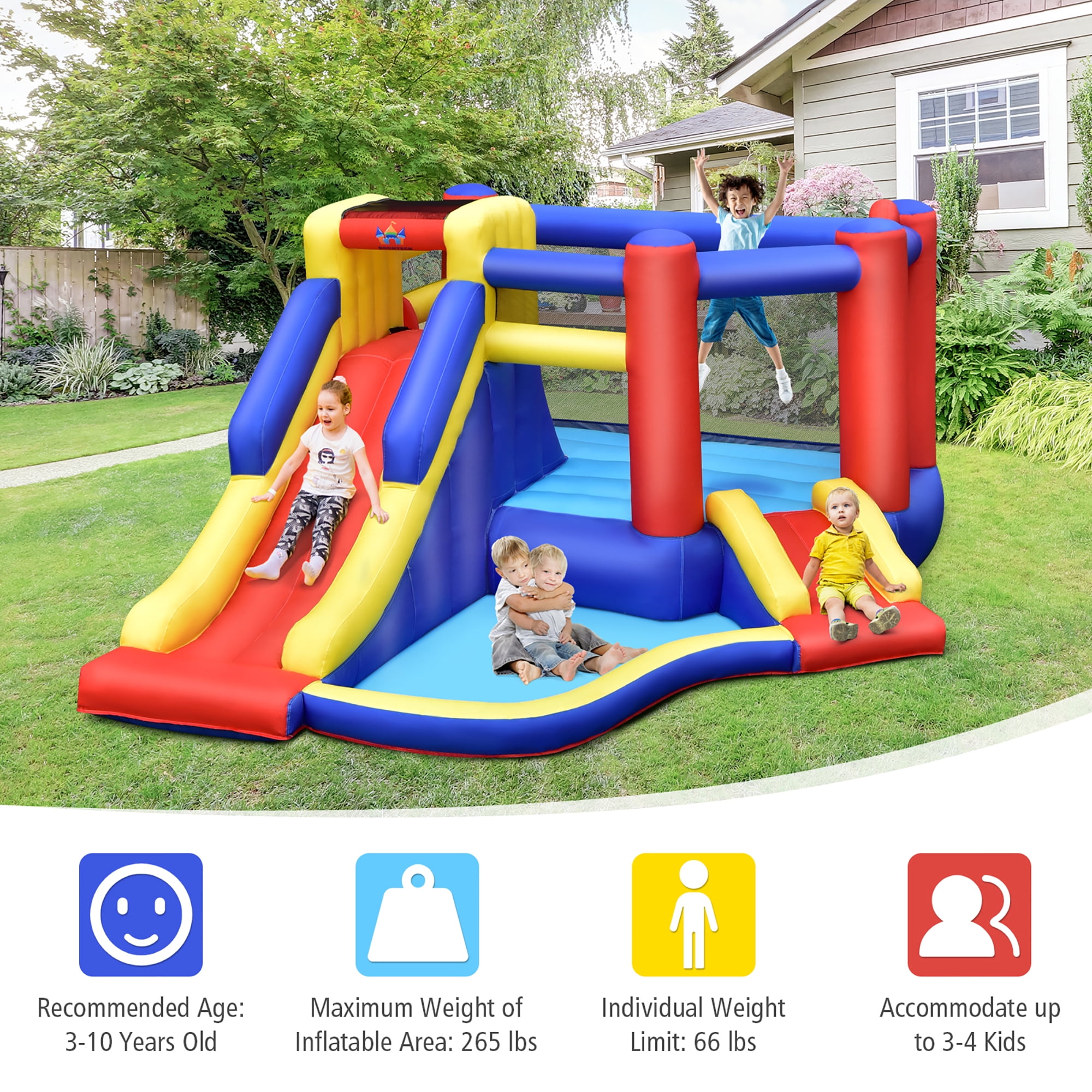 Costway Inflatable Bounce House Kids Bouncy Jumping Castle with Dual Slides  and 480-Watt Blower NP10370US - The Home Depot